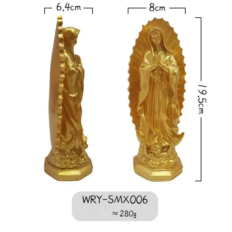 Virgin Mary Resin Figurine – Madonna Home & Porch Decor Religious Figurine Axl Gold