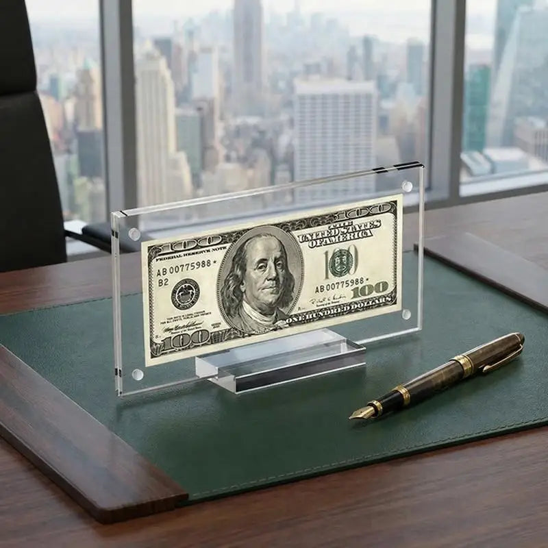 Acrylic Magnetic Money Holder Frame | Dollar Bill Display Stand Acrylic Display Frame Axl