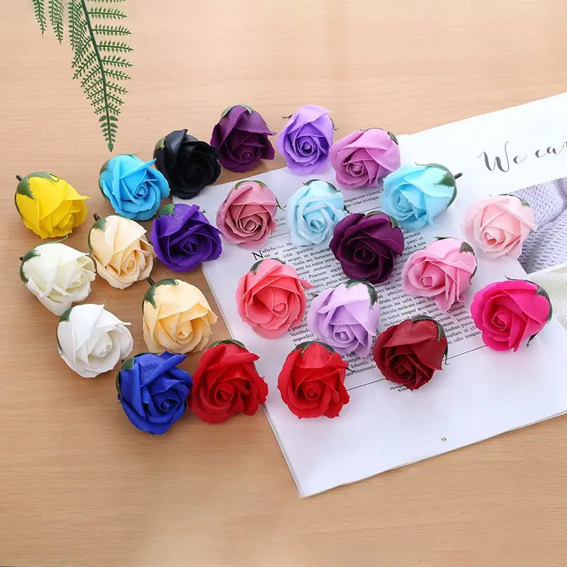 Artificial Soap Rose Flowers 50/100 Pcs – Wedding & Home Decor Artificial Flower Heads Axl