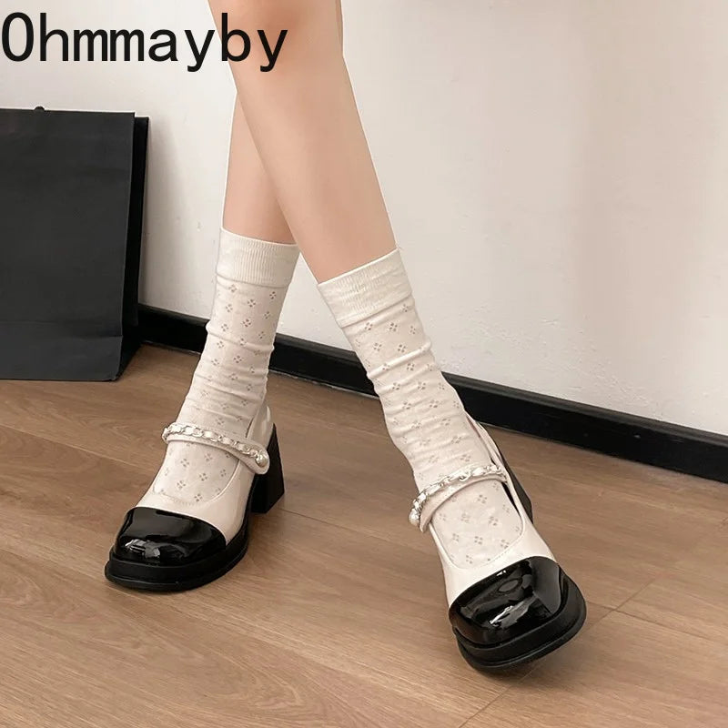 Women's Vintage Platform Mary Jane Heels – Chain Buckle Pumps Platform Mary Jane Heels Axl