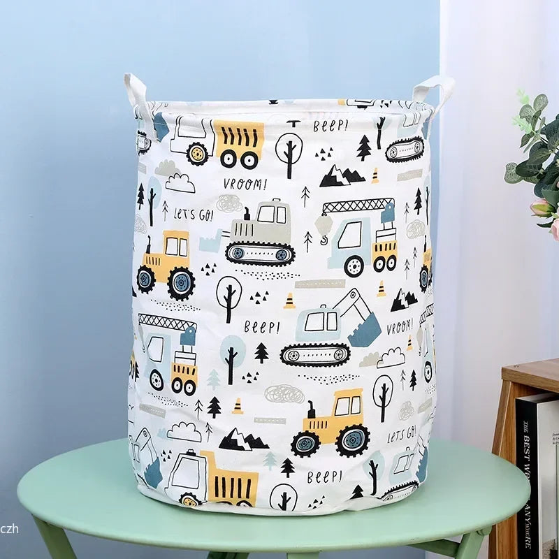Large Foldable Kids Toy Storage Basket – Cartoon Print Organizer Foldable Storage Basket Axl