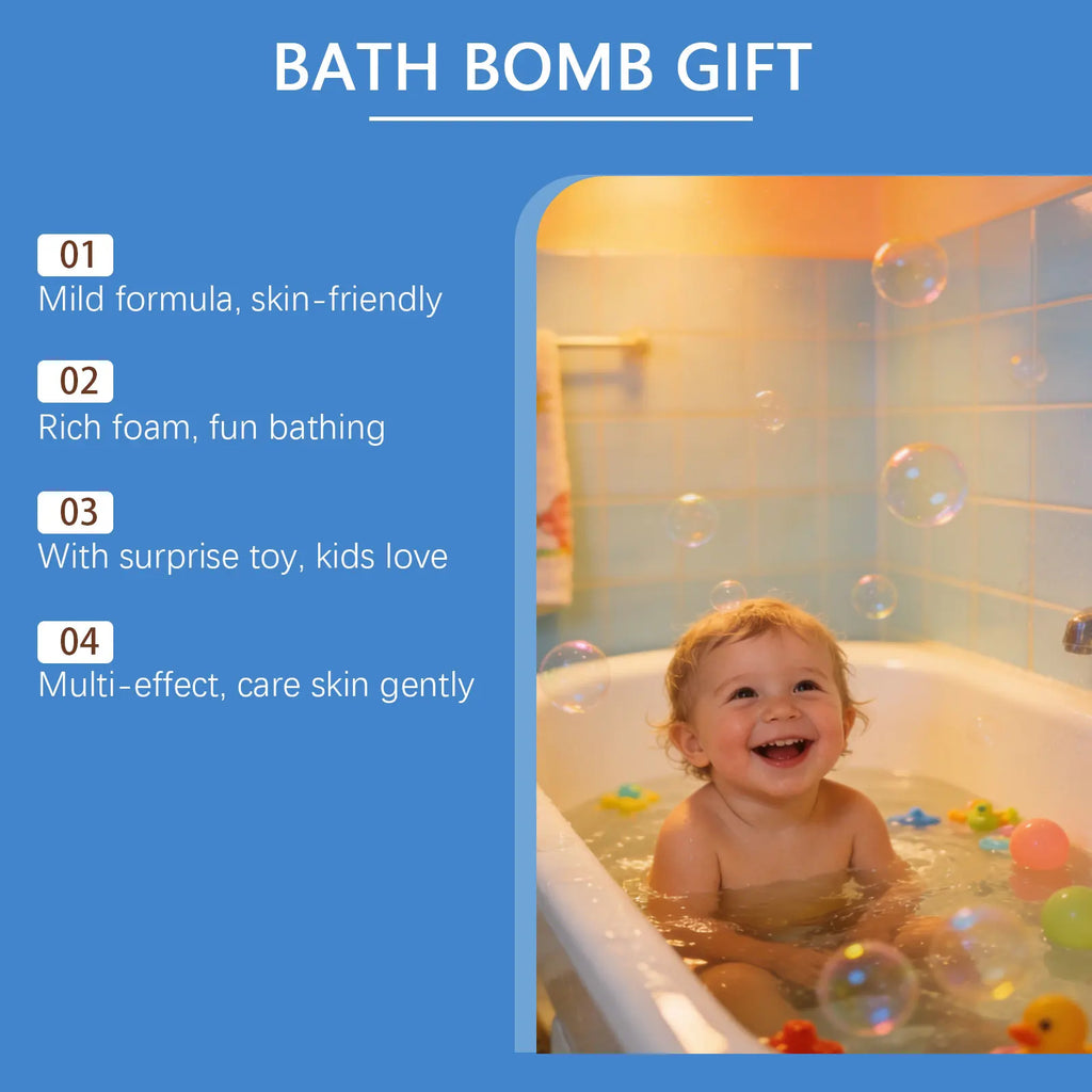 16-Pc Kids Bath Bombs Set with Hidden Ocean Toys | Gift Box Kids Bath Bomb Set Axl