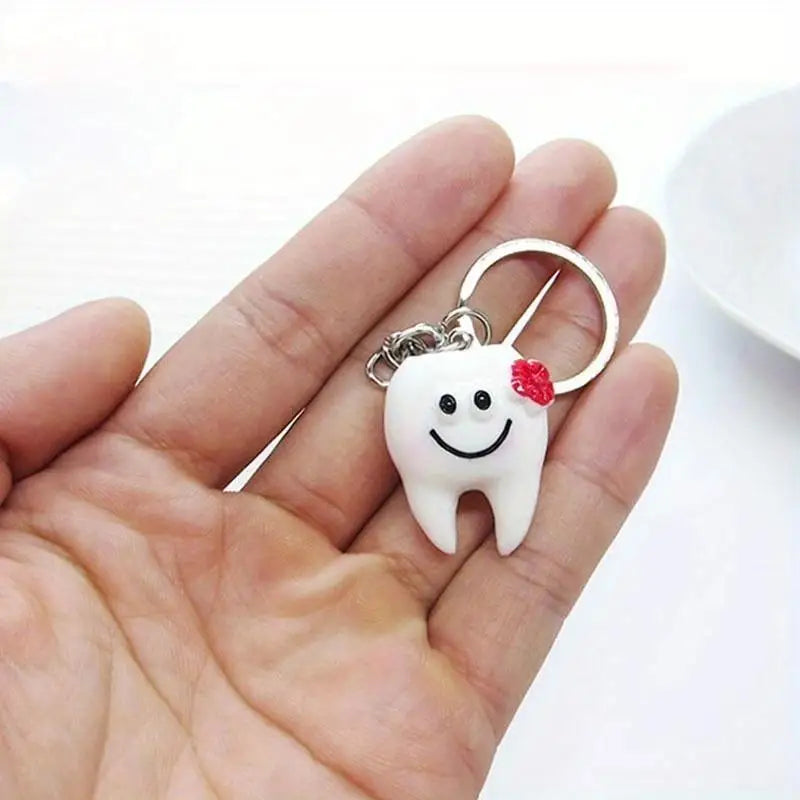 10-Pack Cute Tooth Keychains – Novelty Dental Gift Set Novelty Keychain Set Axl