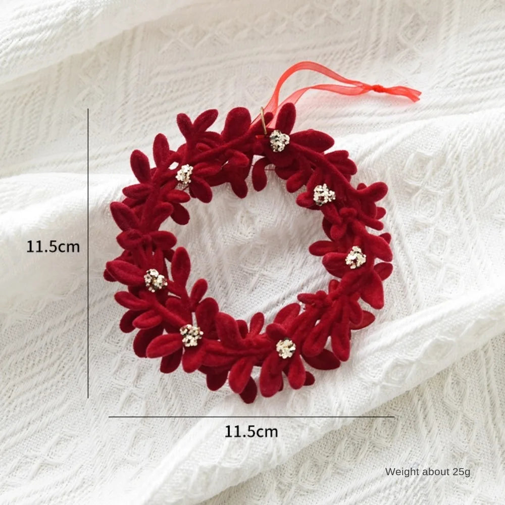 Velvet Bowknot Christmas Tree Pendant | Wine Red Bow Ornament Christmas Tree Ornament Axl Wreath