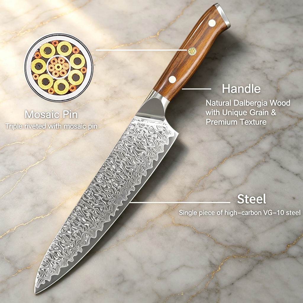 Damascus Steel Chef Knife – Sharp Kitchen Slicing Knife Damascus Chef Knife Axl