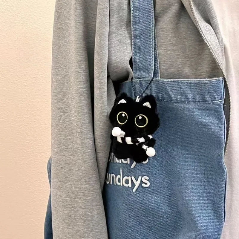 2-Pack Kawaii Plush Black Cat Keychain – Cute Bag Charm Gift Plush Keychain Charm Axl