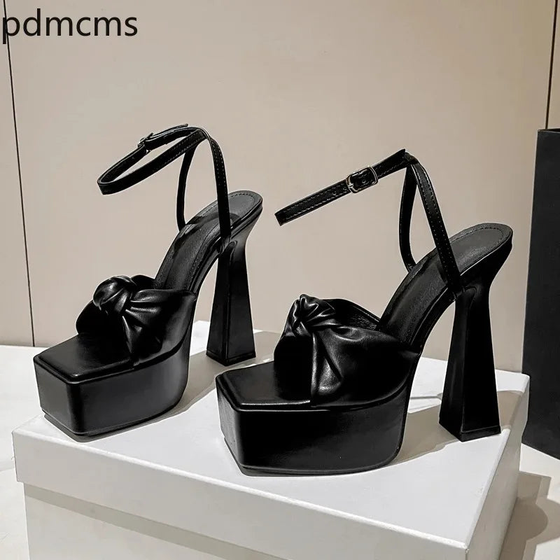 Women's Pleated Peep Toe High Heel Platform Sandals High Heel Sandals Axl
