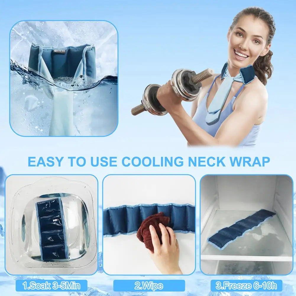 Reusable Cooling Neck Ice Scarf – Adjustable Summer Wrap Cooling Neck Wrap Axl