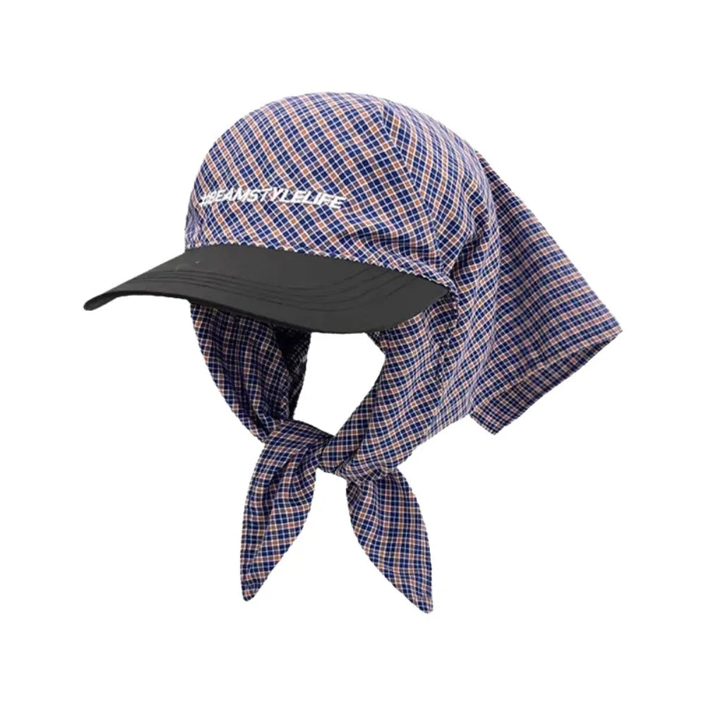 Y2K Plaid Bandana Baseball Cap – Unisex Hip-Hop Headscarf Hat Bandana Baseball Cap Axl Black
