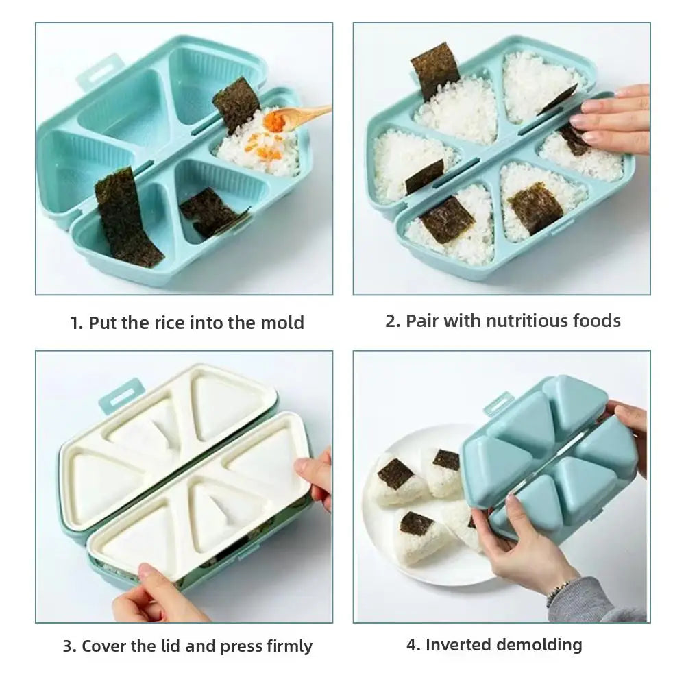 Triangle Onigiri Mold & Bento Box – 3-Grid Rice Ball Maker Onigiri Rice Mold Axl