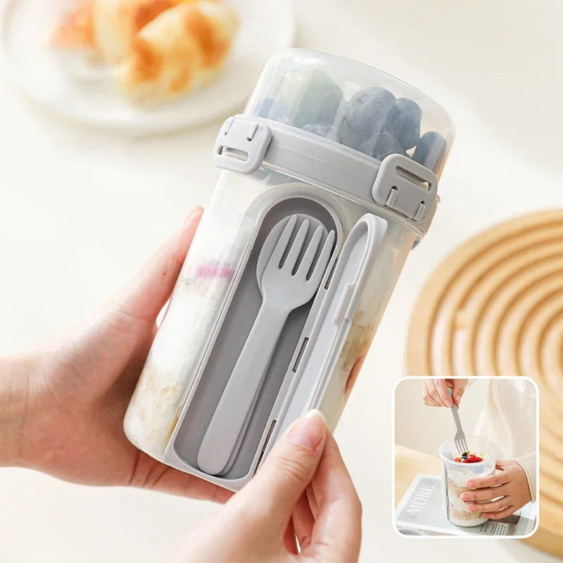 600ml Double-Layer Salad Cup with Dressing Holder & Fork Meal Prep Container Axl