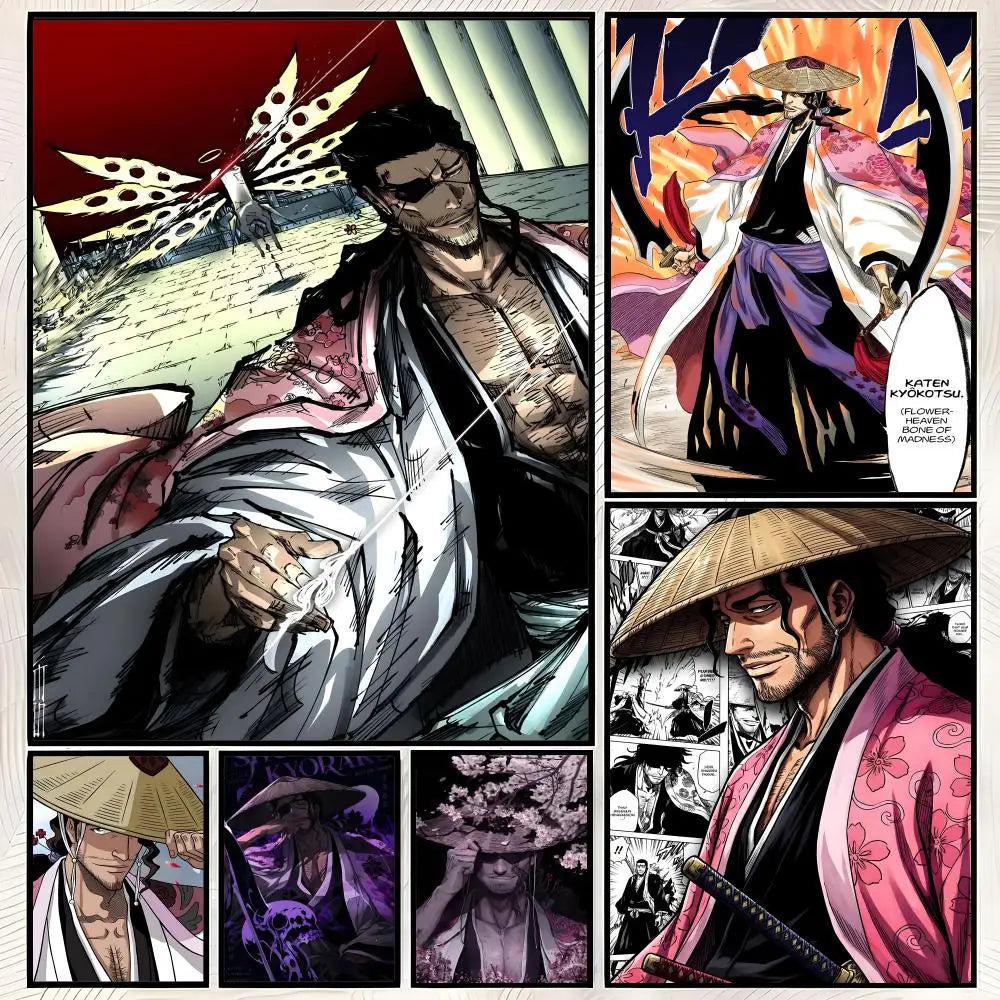 Shunsui Kyoraku Self-Stick HD Anime Wall Art Poster Anime Wall Poster Axl