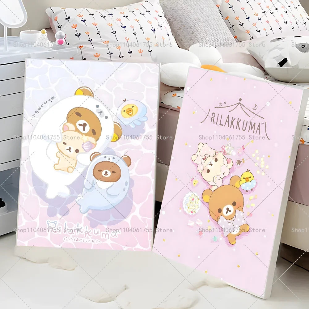 Cartoon Cat Rilakkuma Wall Poster – Waterproof Self-Adhesive Sticker Wall Art Poster Axl