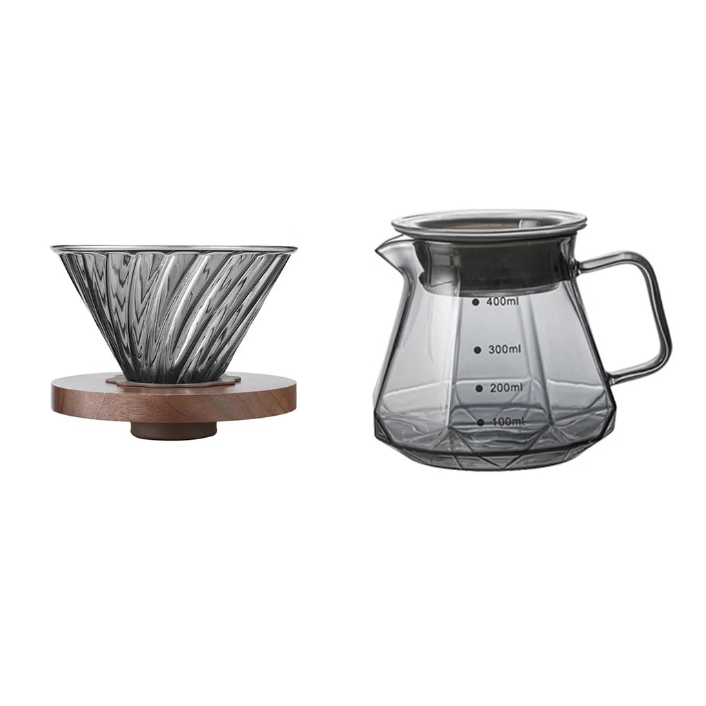 Leeseph Pour Over Coffee Maker – Walnut Handle & Glass Lid 13.5/20oz Pour Over Coffee Maker Axl 400ml
