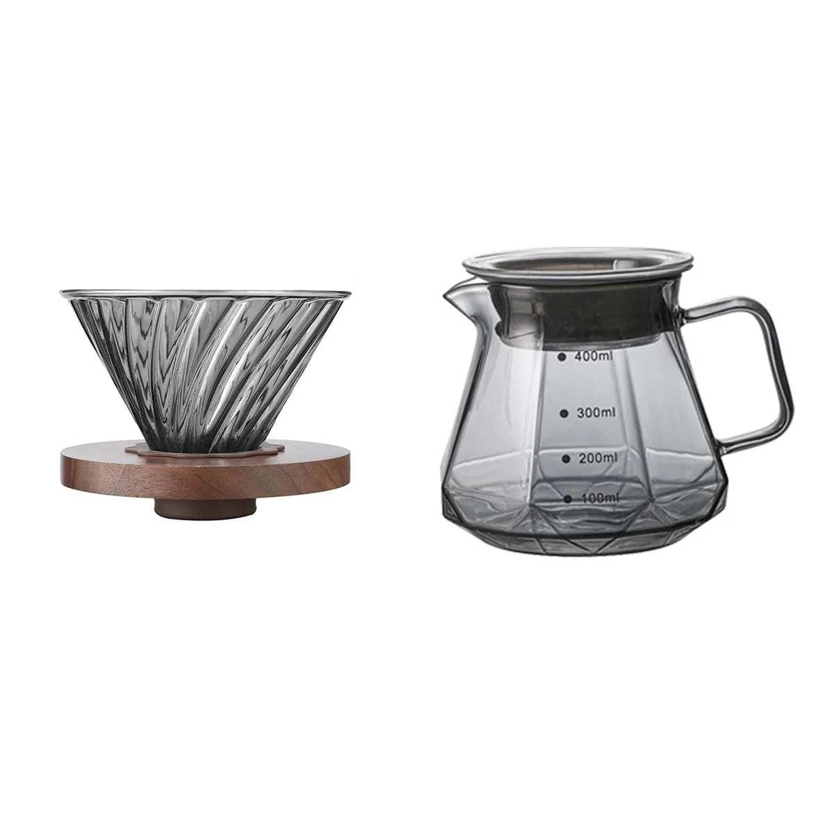 Leeseph Pour Over Coffee Maker – Walnut Handle & Glass Lid 13.5/20oz Pour Over Coffee Maker Axl 400ml