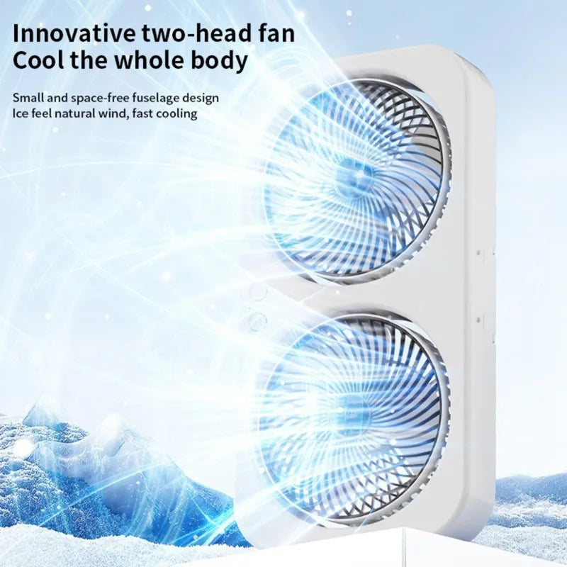 USB Rechargeable Dual Head Desktop Fan – Quiet & Portable Desktop Fan Axl