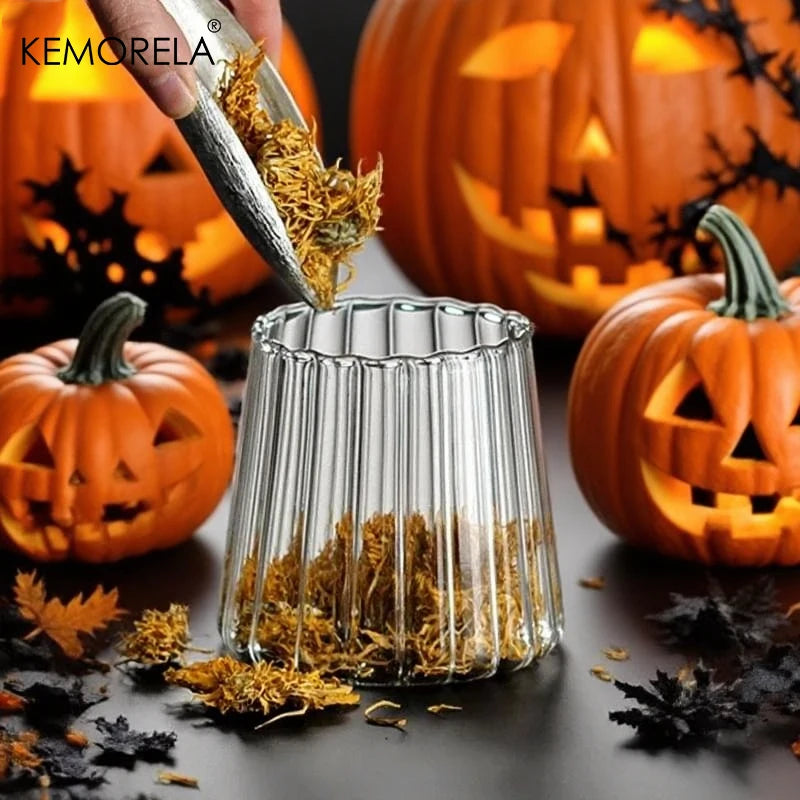 Halloween Glass Candy Jar with Airtight Wood Lid | Canister Glass Storage Jar Axl
