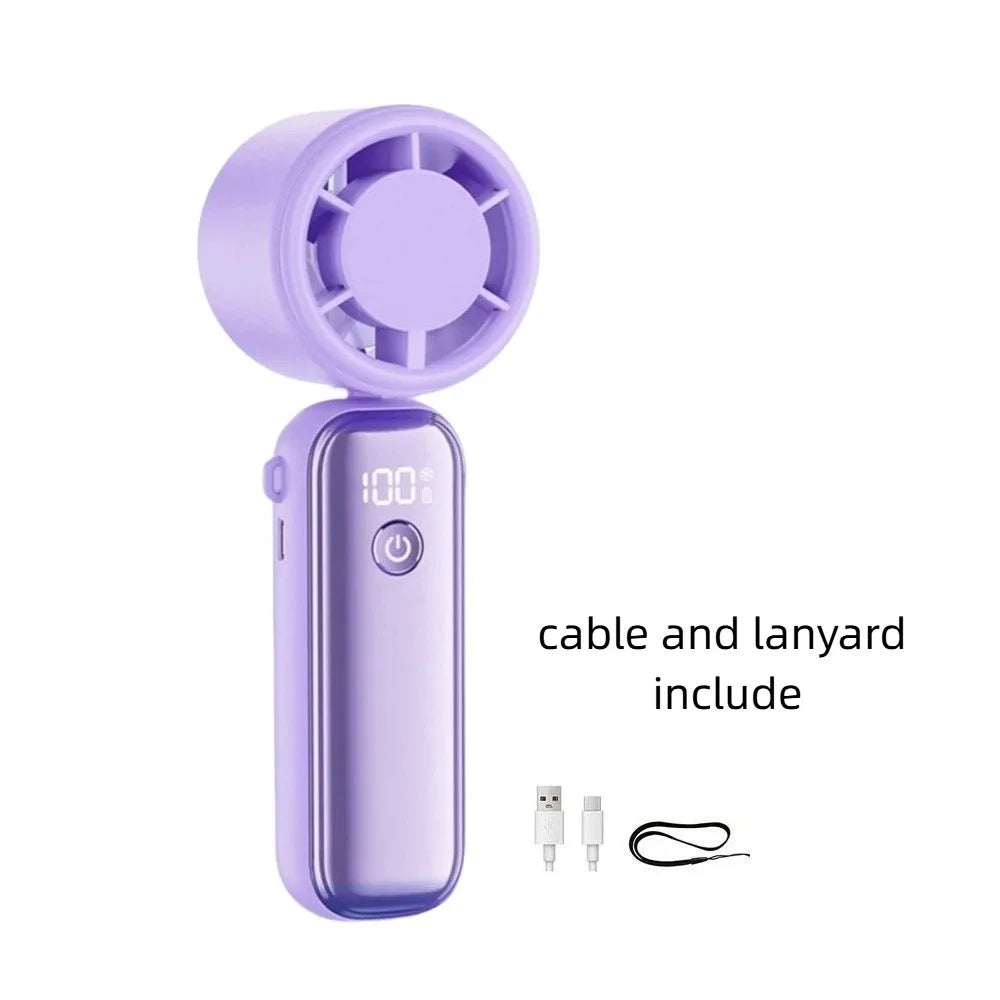 USB Rechargeable Mini Handheld Fan – 199 Speeds & Display Handheld Fan Axl Purple