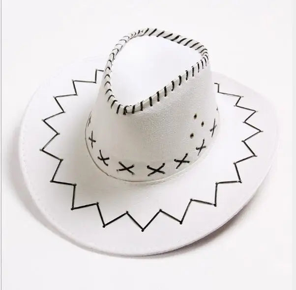 Wide Brim Western Cowboy Hat – Unisex Faux Suede Sun Hat Western Cowboy Hat Axl white