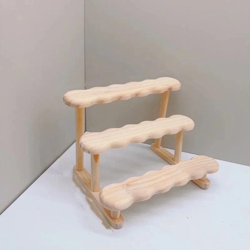 3-Tier Wooden Display Riser Stand – Desktop Organizer Shelf Display Riser Stand Axl