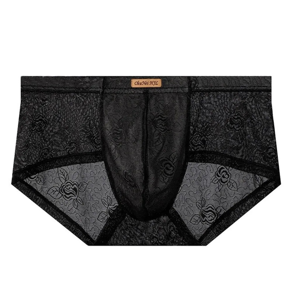 Men's Ice Silk Mesh Briefs – Ultra-Thin Lace Underwear L–4XL Men's Briefs Axl Black L