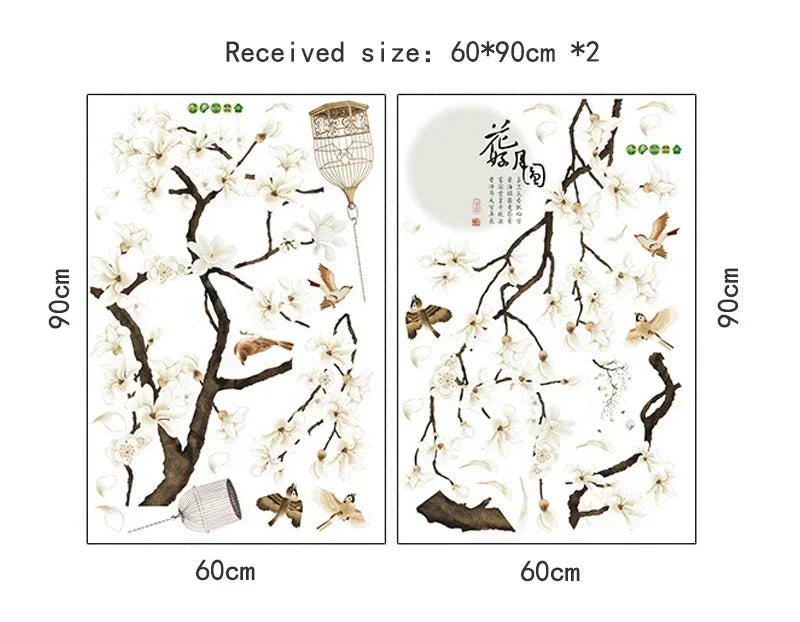 Tree Wall Stickers Birds & Flowers – DIY Vinyl Home Decor Wall Decal Sticker Axl