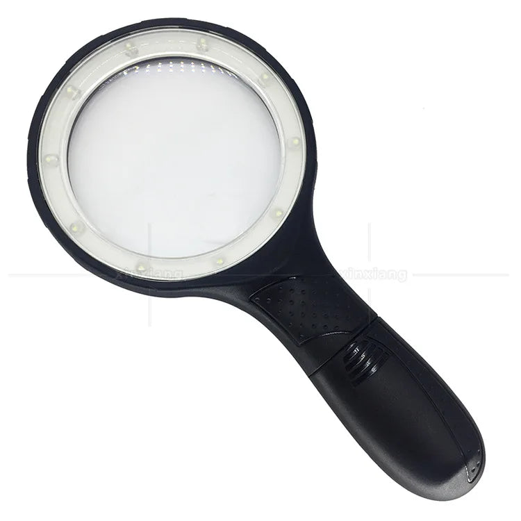 138mm LED Handheld Magnifying Glass – 12 LEDs, Anti-Slip Handle LED Handheld Magnifier Axl