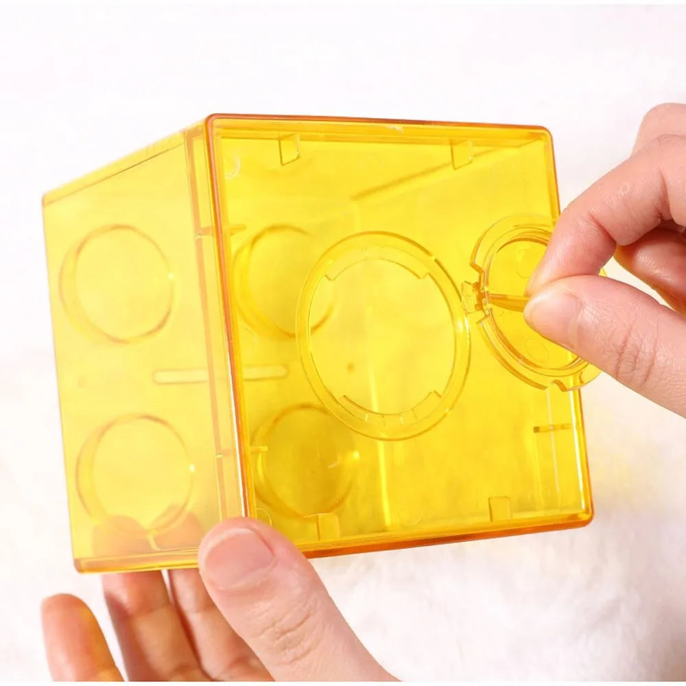 Building Block Piggy Bank – Transparent Plastic Coin Saving Box Piggy Bank Toy Axl