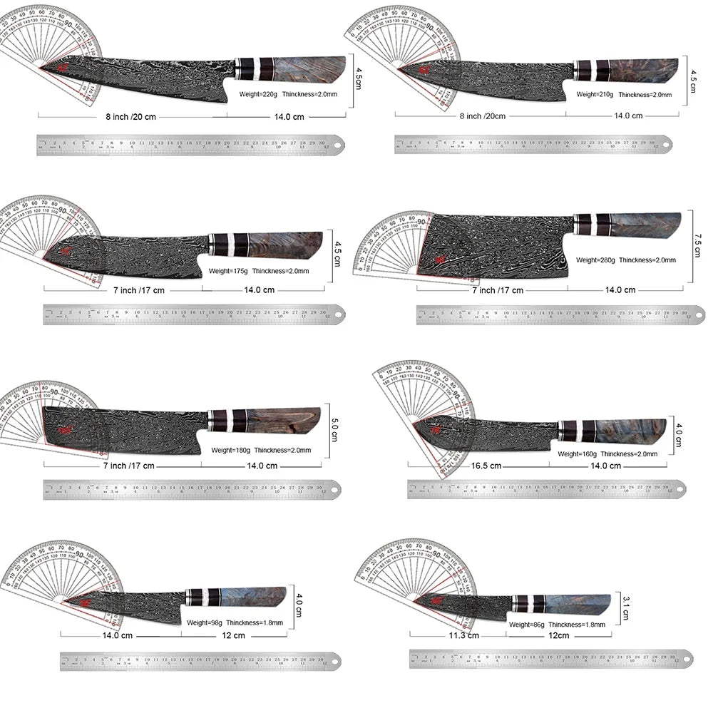 XITUO Damascus Kitchen Knife Set 1–8 Pcs | 67-Layer Steel Damascus Knife Set Axl