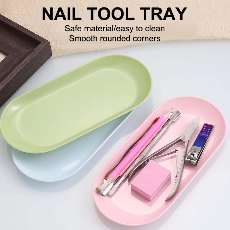 Oval Plastic Nail Art Tools Storage Tray | Manicure Organizer Nail Art Tray Axl