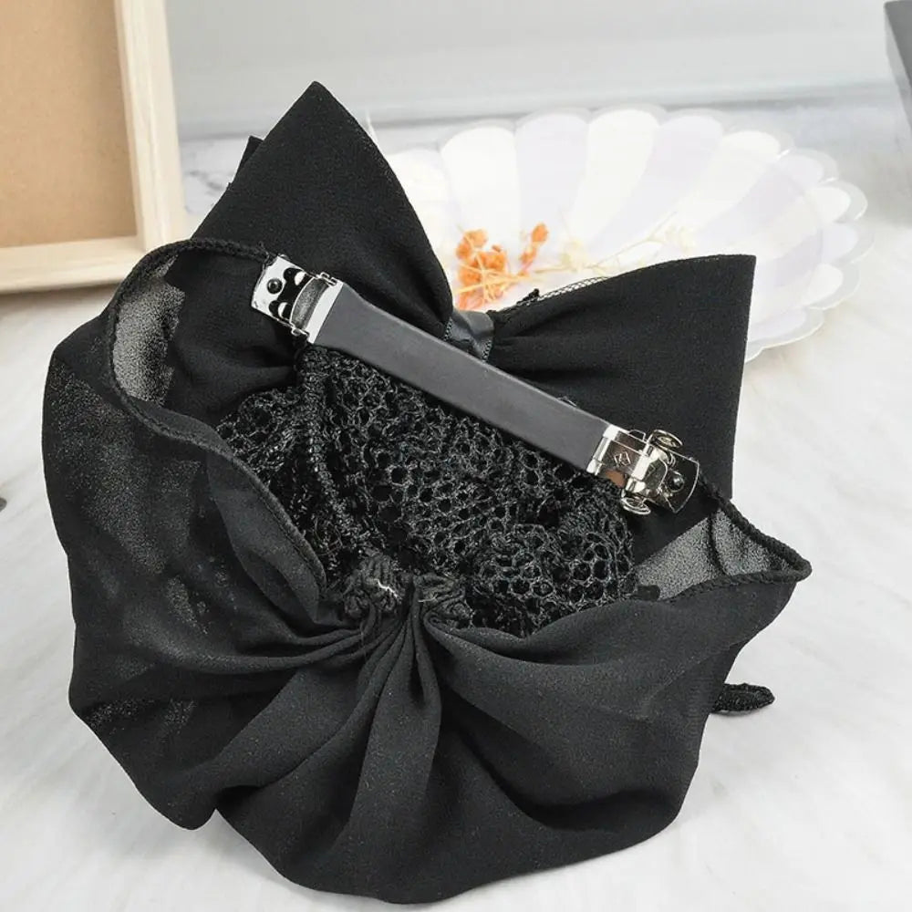 Women's Hair Bun Net with Bowknot – Elegant Elastic Headwear Hair Bun Net Axl