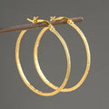 Huitan Frosted Gold Hoop Earrings – Textured Big Circle Hoop Earrings Axl E5704