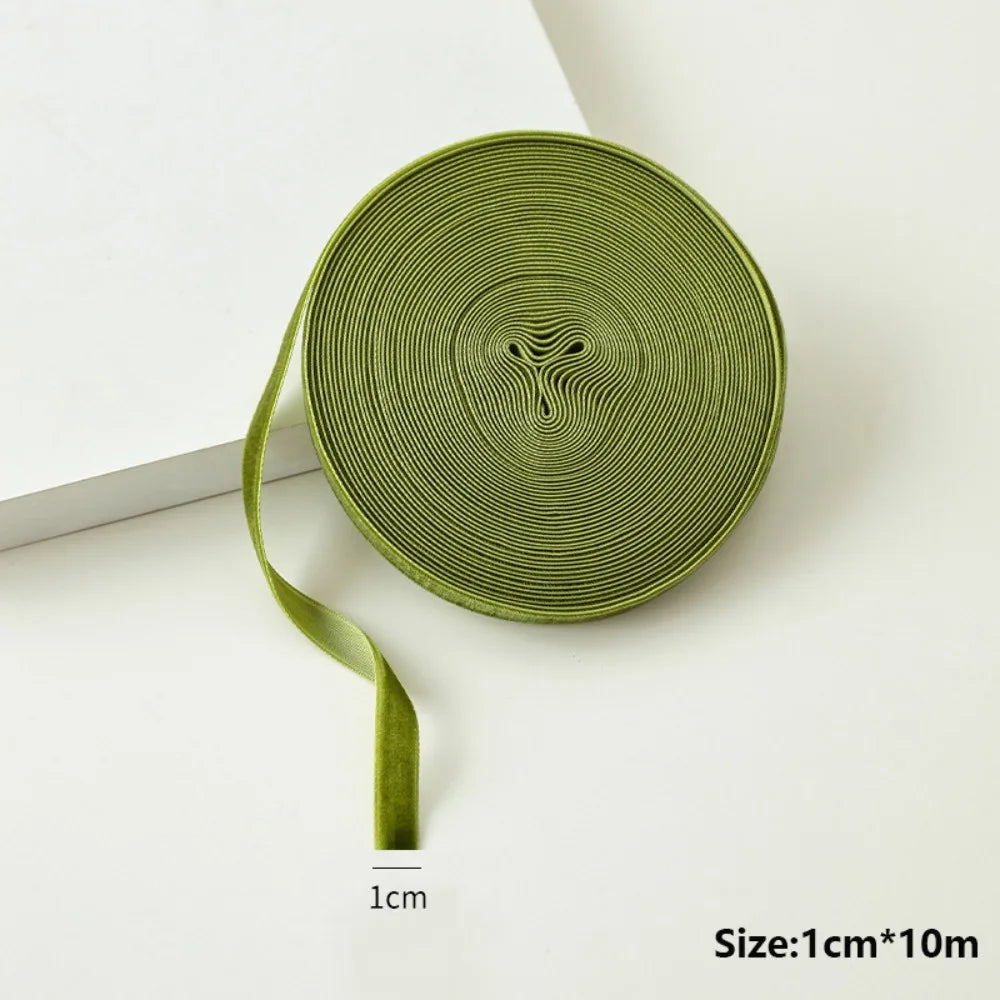 Velvet Christmas Ribbon Single-Sided 1cm x 10m – Gift Wrap Velvet Craft Ribbon Axl Green