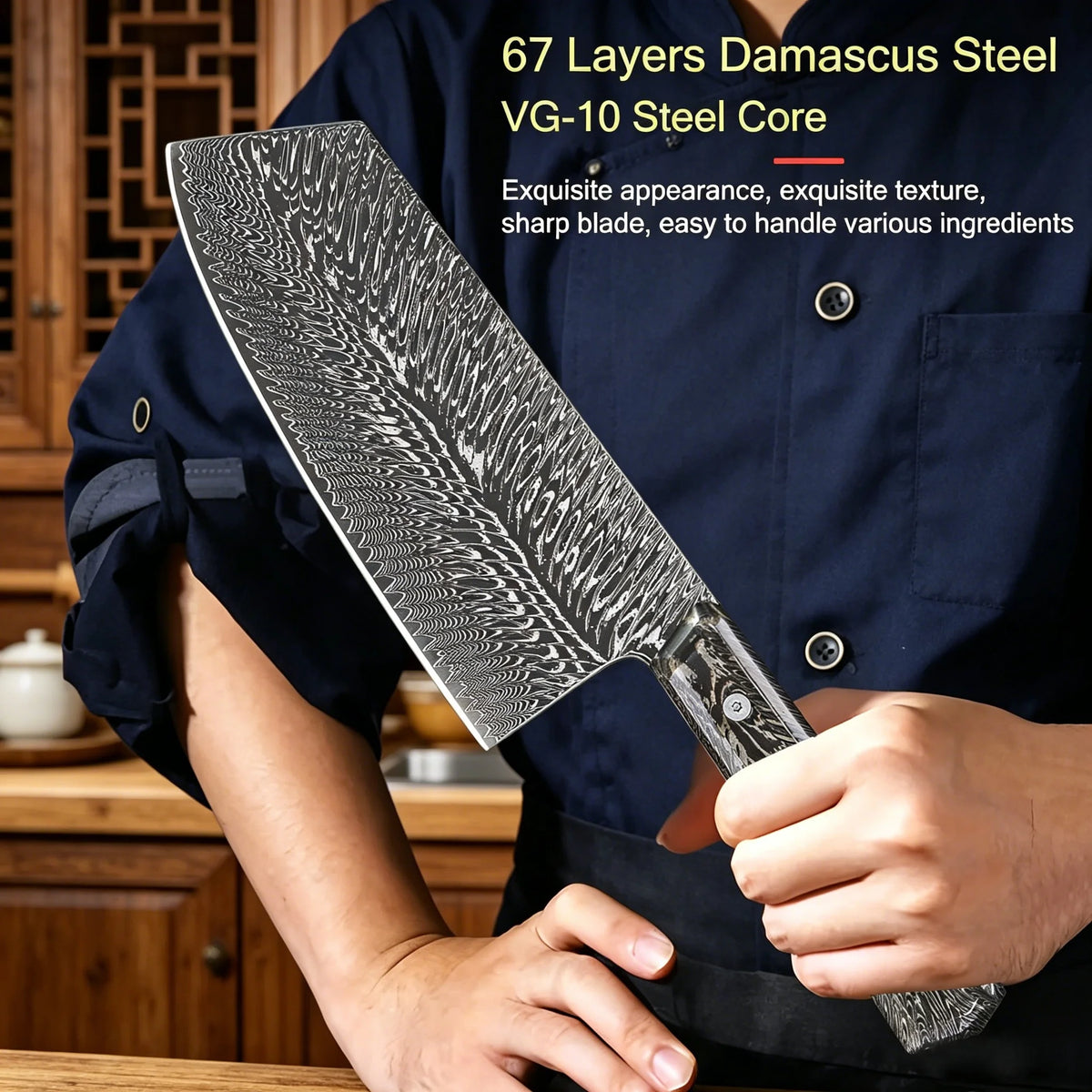 Damascus Steel Chef Knife – Sharp Multipurpose Kitchen Knife Damascus Chef Knife Axl