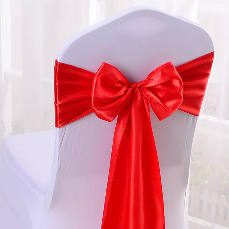 Satin Chair Sash Bow – Wedding & Party Chair Decoration Chair Sash Bow Axl Red
