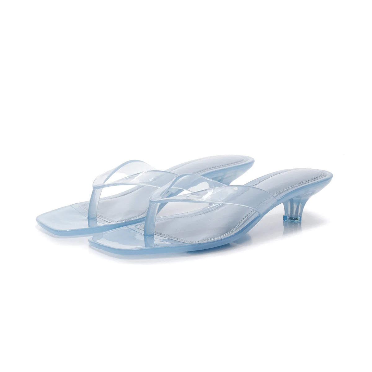 Women's Clear Jelly Slides – Square Toe Low Heel Summer Sandals Jelly Slide Sandals Axl Blue 38