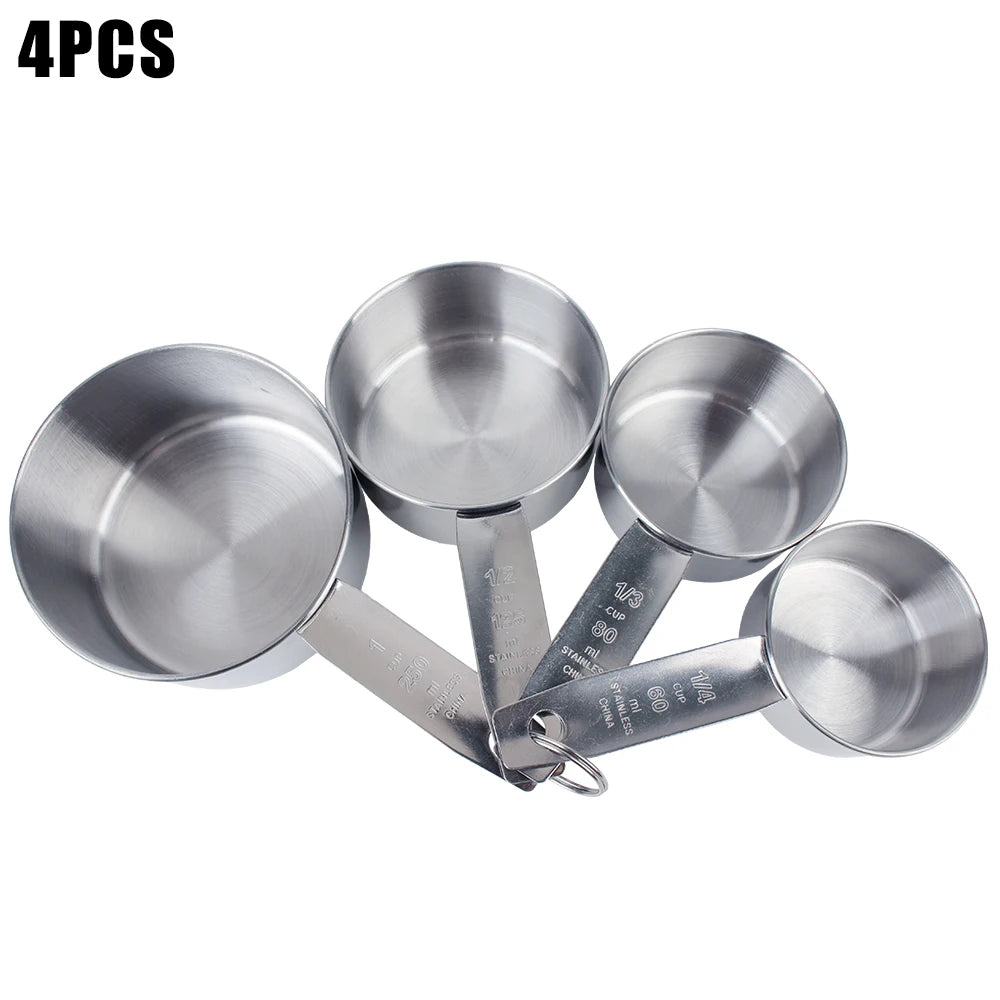 Stainless Steel Measuring Cups & Spoons Set | 1/4/6 PCS Measuring Cup Set Axl 4pcs