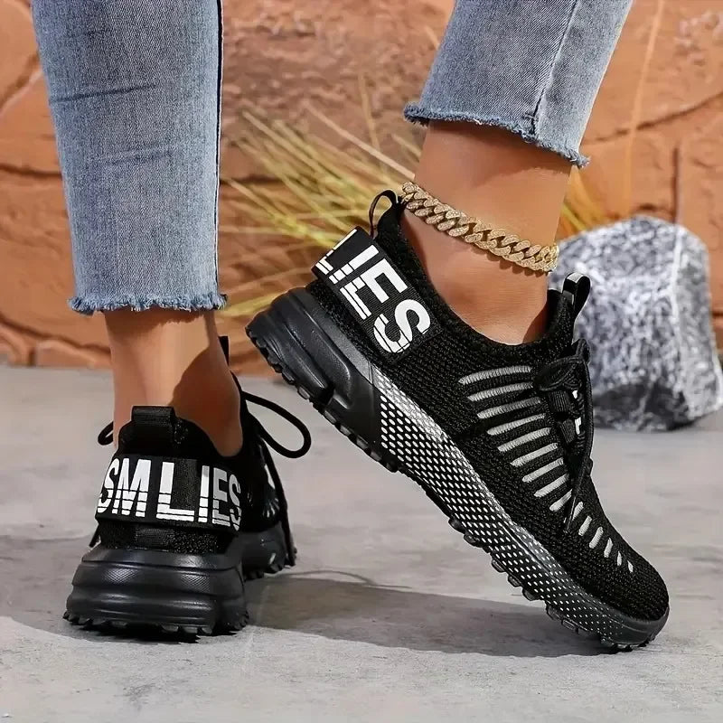 AZGB Women's Breathable Knit Sneakers – Lace-Up Walking Shoes Women's Sneakers Axl
