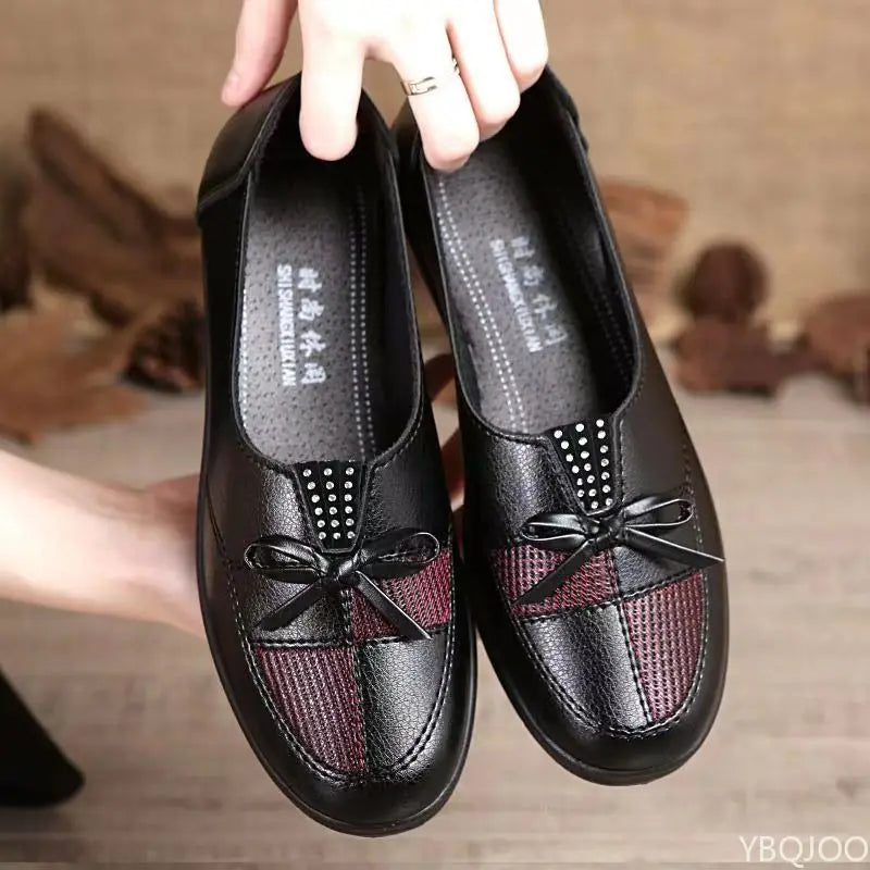 Women's Soft Sole Leather Loafers – Anti-Slip Casual Flat Shoes Women's Flat Loafers Axl black 38