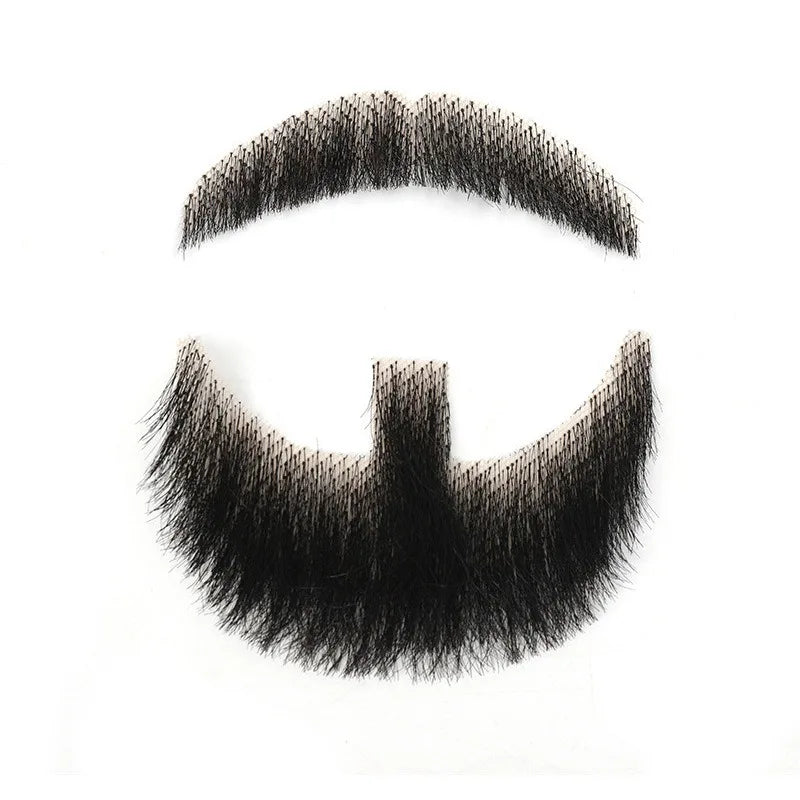 Human Hair Lace Fake Beard & Mustache – Cosplay & Stage Costume Facial Hair Axl black