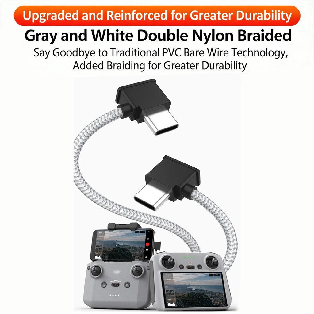 Nylon Braided USB-C Cable for DJI Mavic 3, Air 2, Air 2S & Mini 2 Drone Accessory Cable Axl