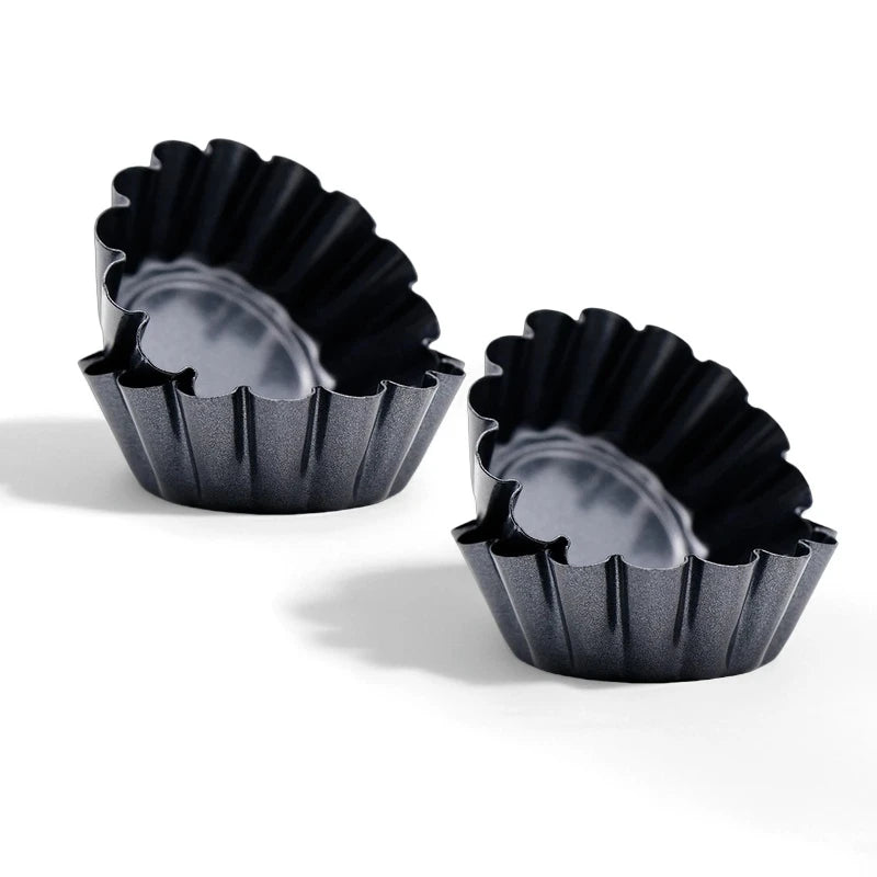 6.5cm Non-Stick Carbon Steel Egg Tart & Pie Mold | Fluted Tin Tart Baking Mold Axl 4 PCS