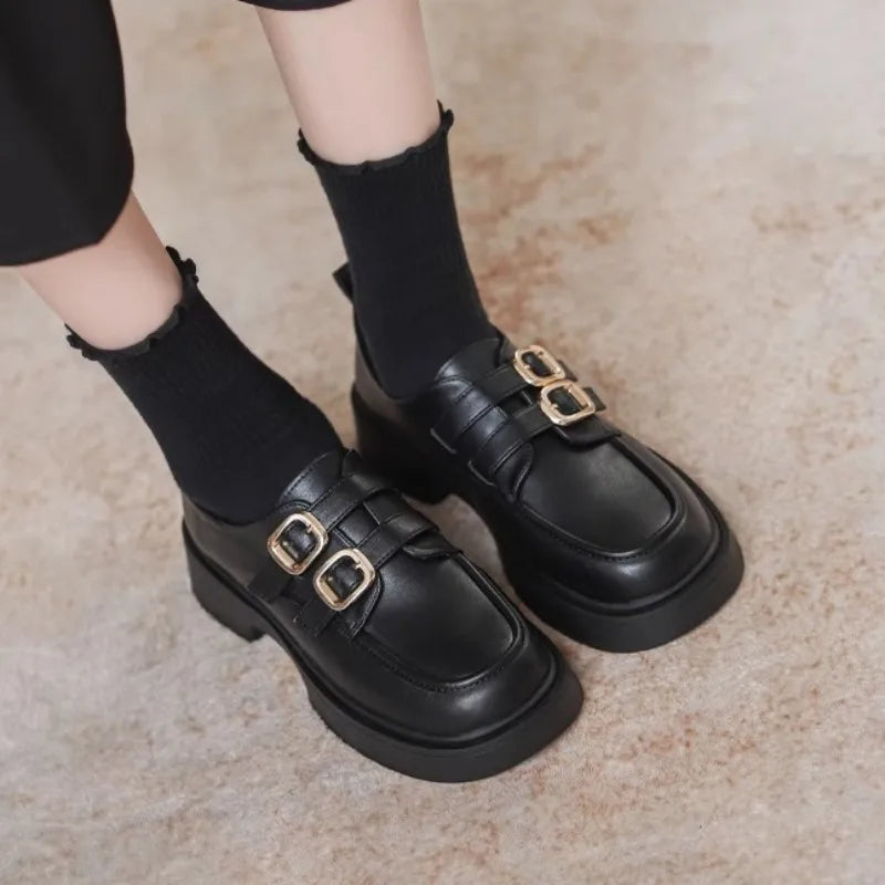 Women's Black Platform Loafers – British Style Casual Shoes Platform Loafers Axl