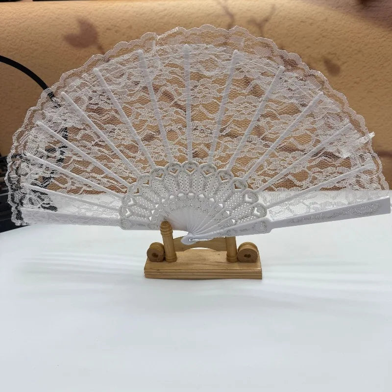 Vintage Lace Folding Fan – Chinese Japanese Art Craft Décor Decorative Folding Fan Axl