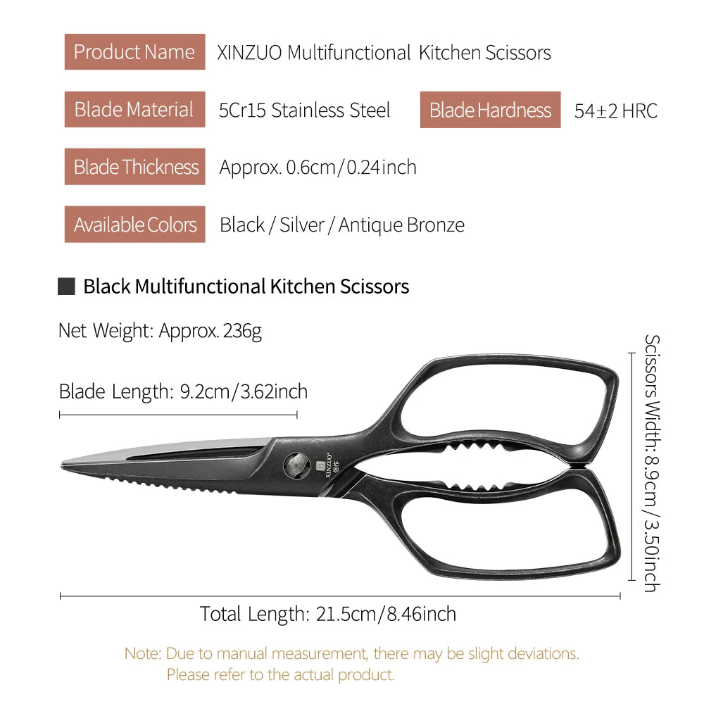 XINZUO Stainless Steel Kitchen Shears – Ergonomic Grip Scissors Kitchen Shears Axl