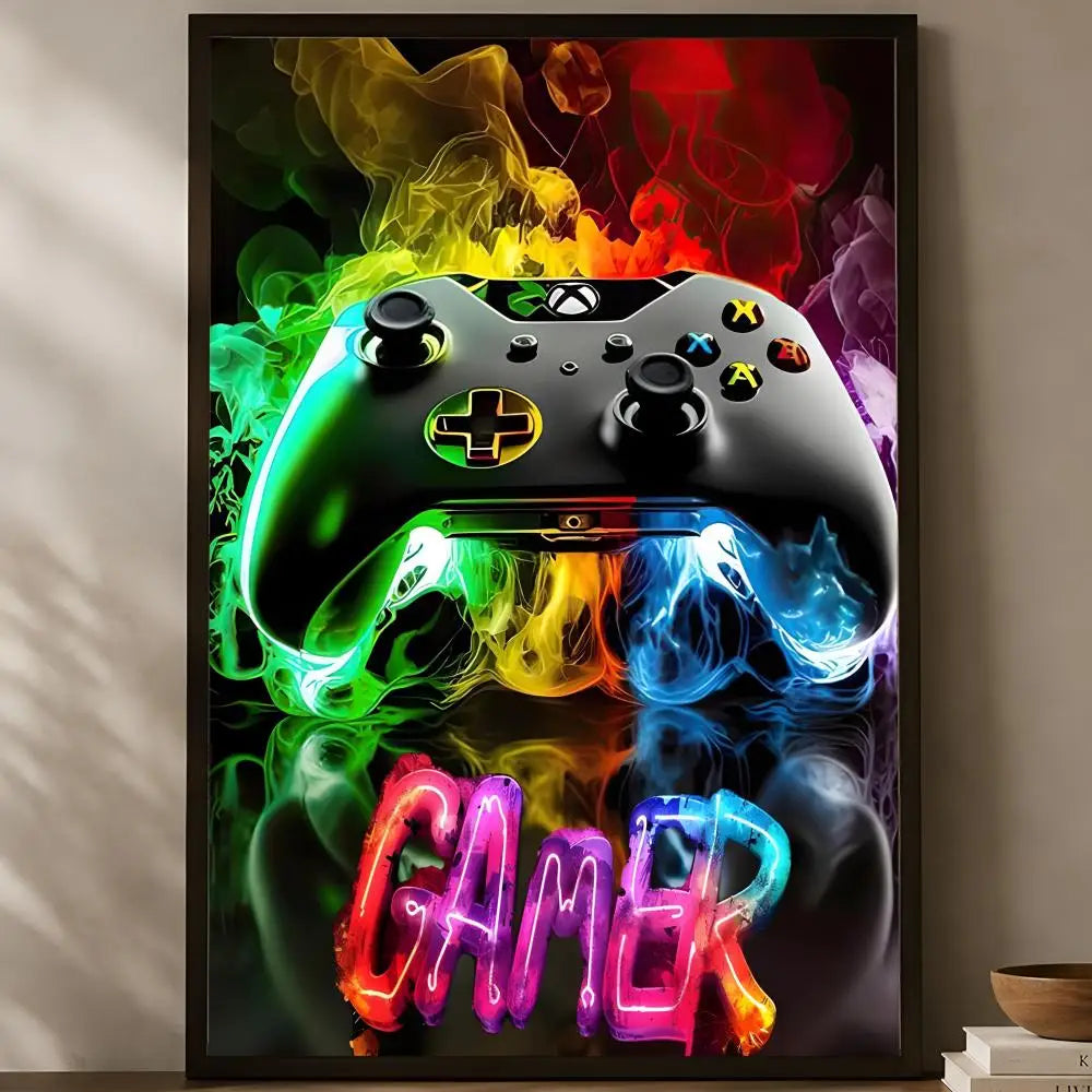 Neon Video Game Wall Poster – Self-Stick Waterproof HD PVC Art Wall Art Poster Axl White01 30X40cmNoframe