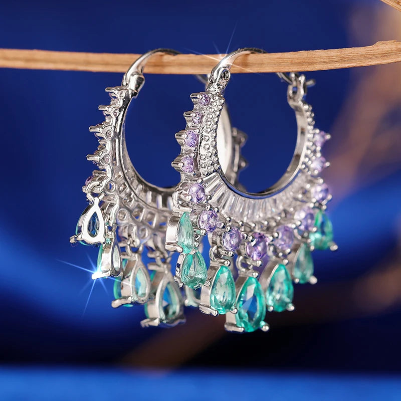 Huitan CZ Tassel Drop Earrings – Women's Fashion Jewelry CZ Drop Earrings Axl E4956