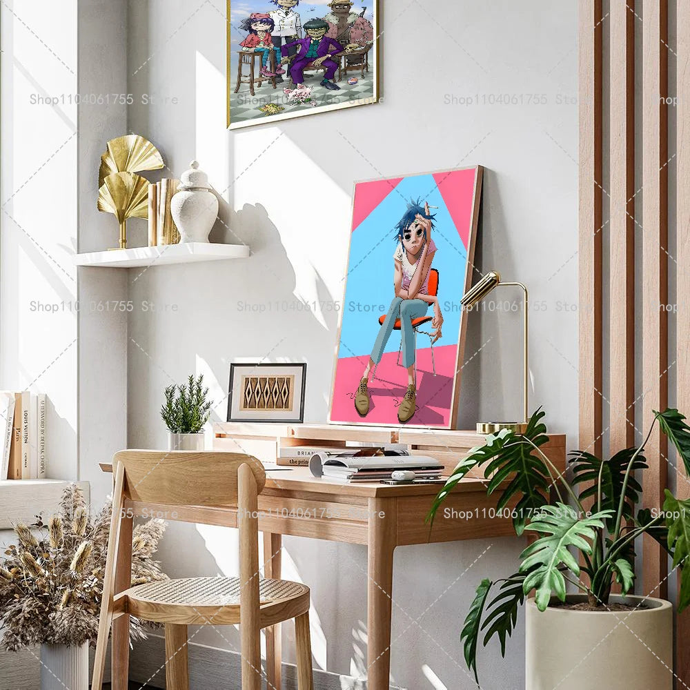 Gorillaz Band Poster – Self-Adhesive Waterproof Wall Art Sticker Wall Art Poster Axl