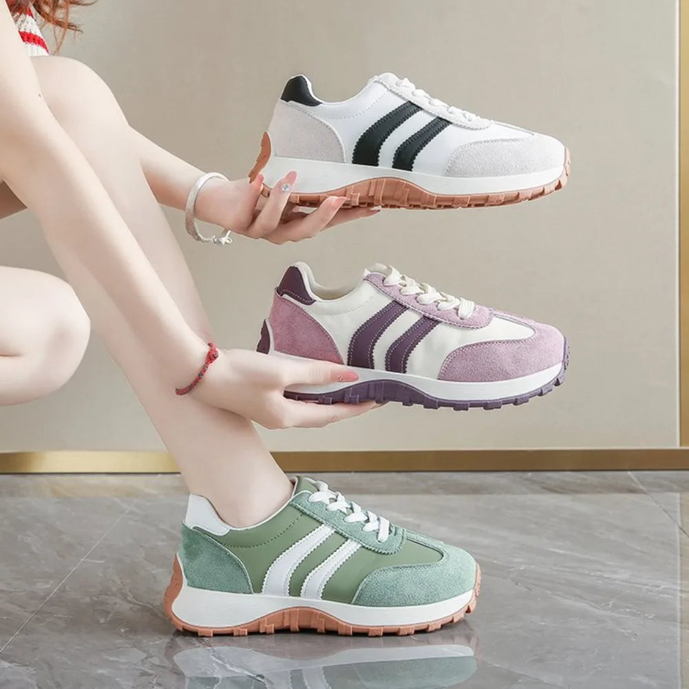 Women's Retro Suede Lace-Up Sneakers | Lightweight Casual Trainers Women's Casual Sneakers Axl