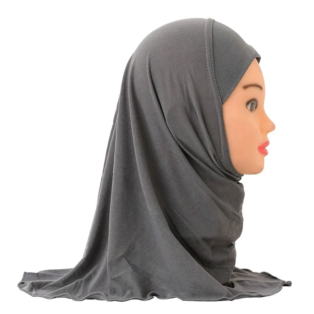 Girls Kids Hijab – Soft Cotton Islamic Scarf for Ages 2–7 Children's Hijab Scarf Axl gray